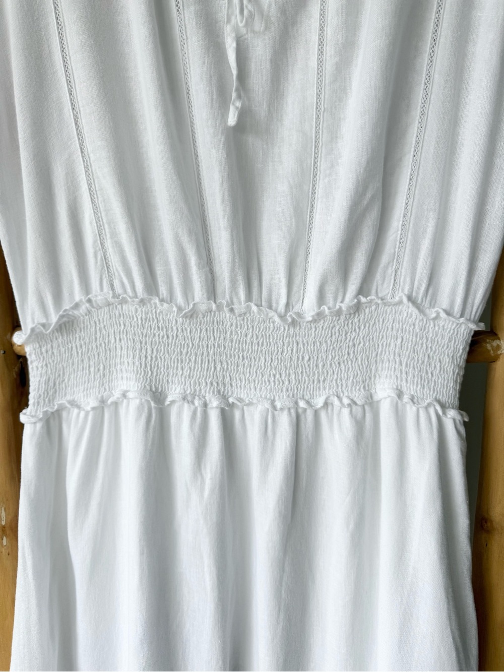Rails Anthropologie Ashlyn Cool White Linen Sleeveless Tie Collar Midi Dress L - Picture 8 of 16